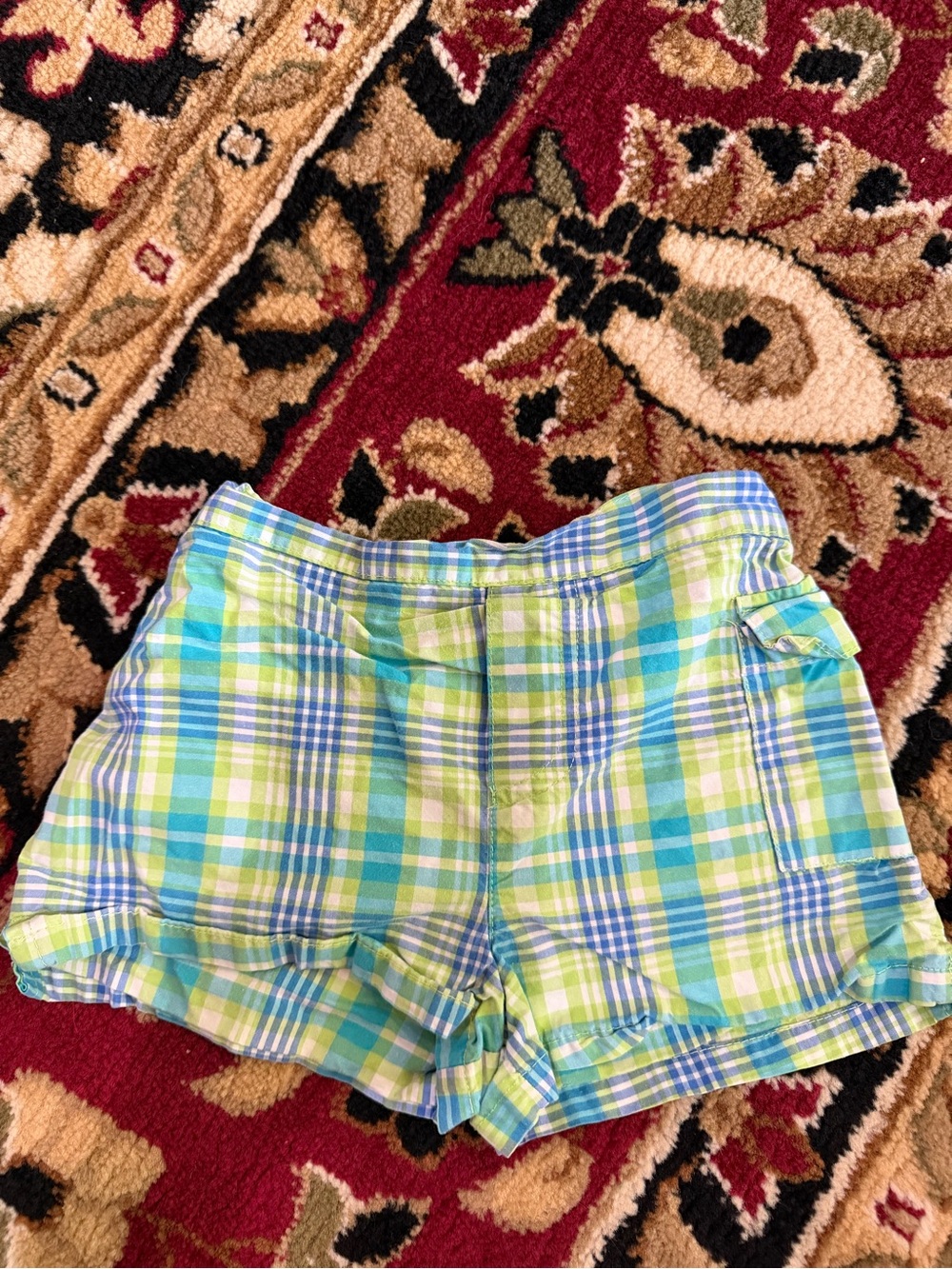 10/20 Plaid Cotton Kids Skort in Light Blue & Lime